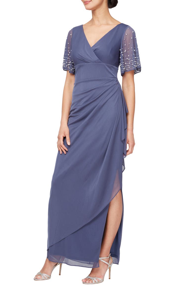 Flutter Sleeve Empire Waist Evening Gown video