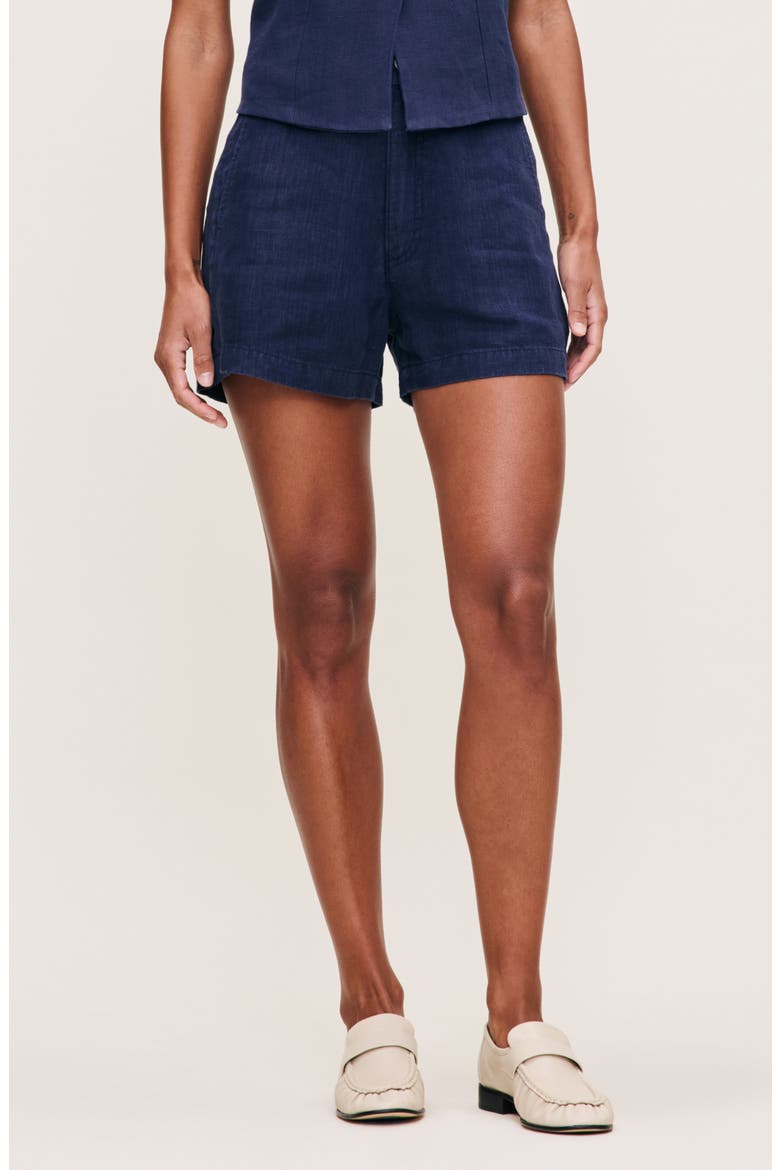 Taylor Linen Shorts, Main, color, BRIGHT NAVY LINEN