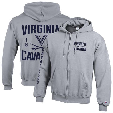 Men's Champion Heather Gray Virginia Cavaliers Varsity Powerblend Full-Zip Fleece Hoodie