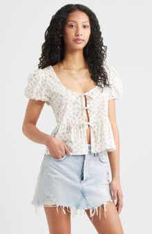 BP. Tie Front Cotton Poplin Top