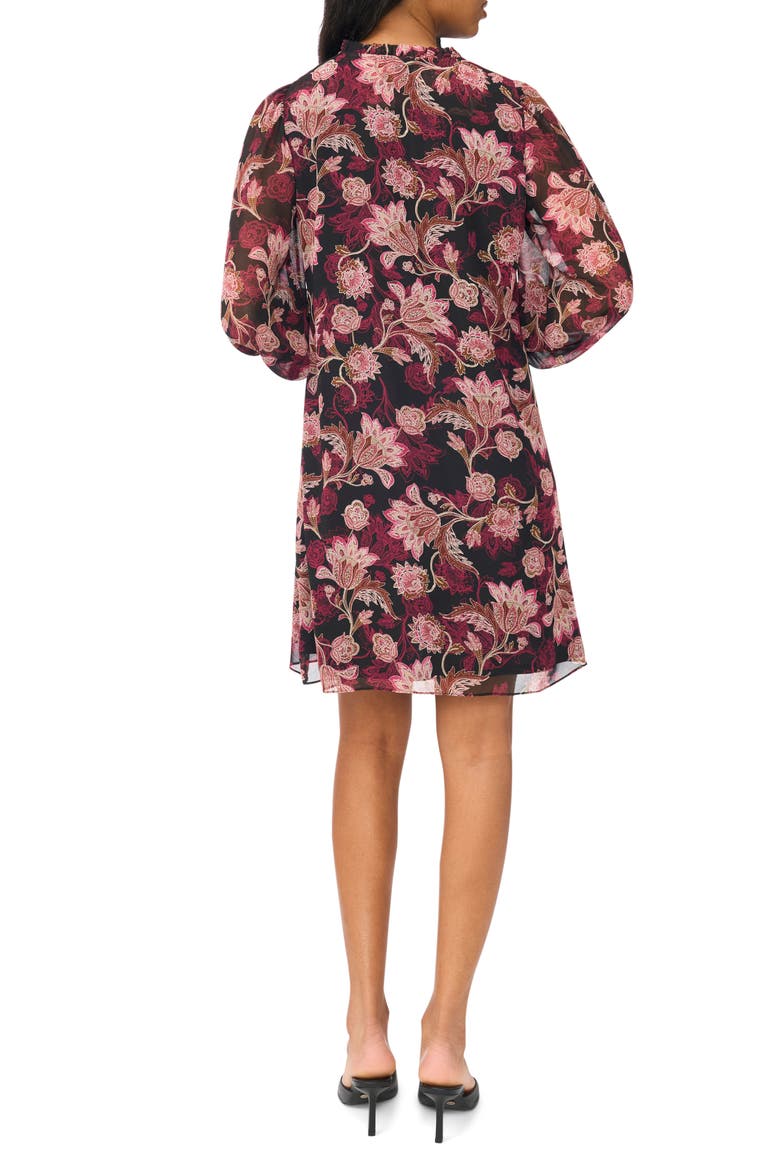 Smocked Yoke Long Sleeve Dress, Alternate, color, BLACK MULTI