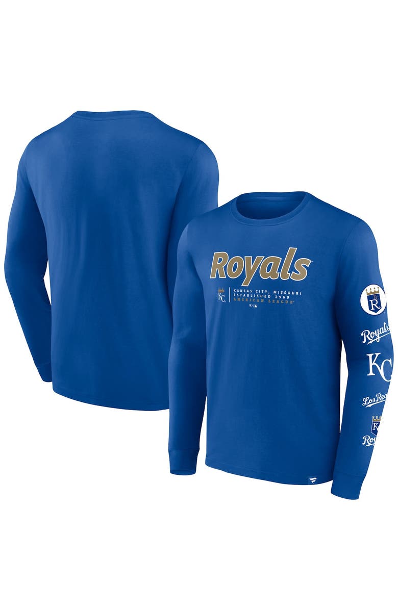 FANATICS Men's Fanatics Royal Kansas City Royals Strike the Goal Long Sleeve T-Shirt, Main, color, Royal