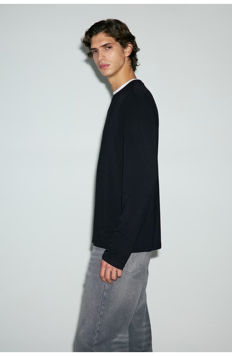 H&M Warming Regular Fit Long-sleeved T-shirt, Alternate, color, Black