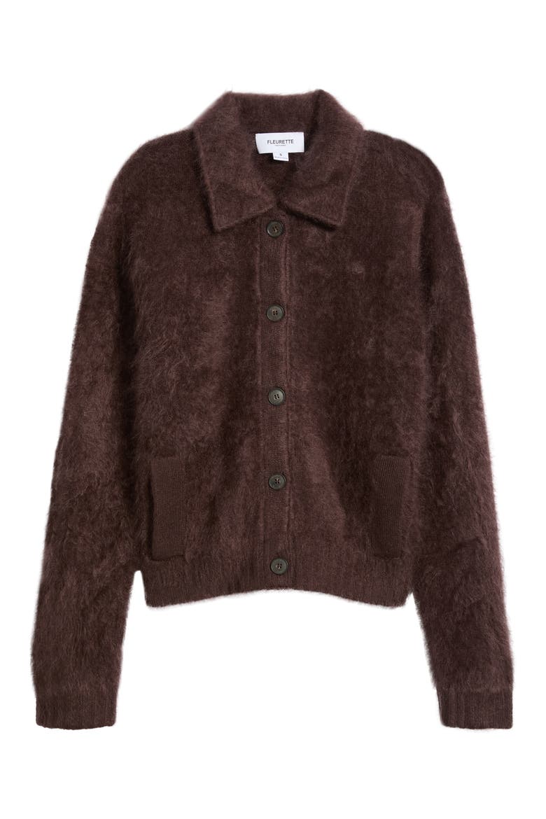 Brushed Cashmere Cardigan, Alternate, color, CHOCOLATE