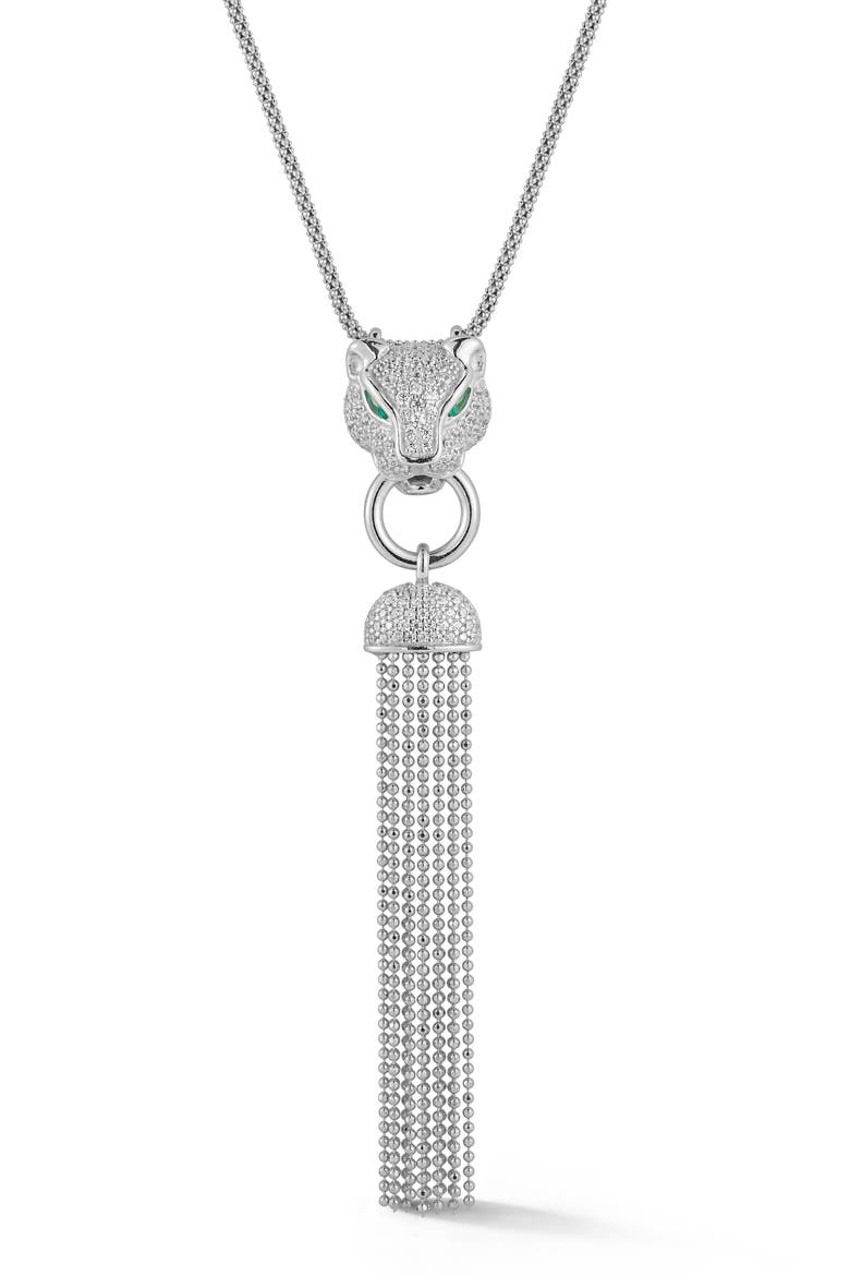 Panther Pendant Necklace, Main, color, SILVER