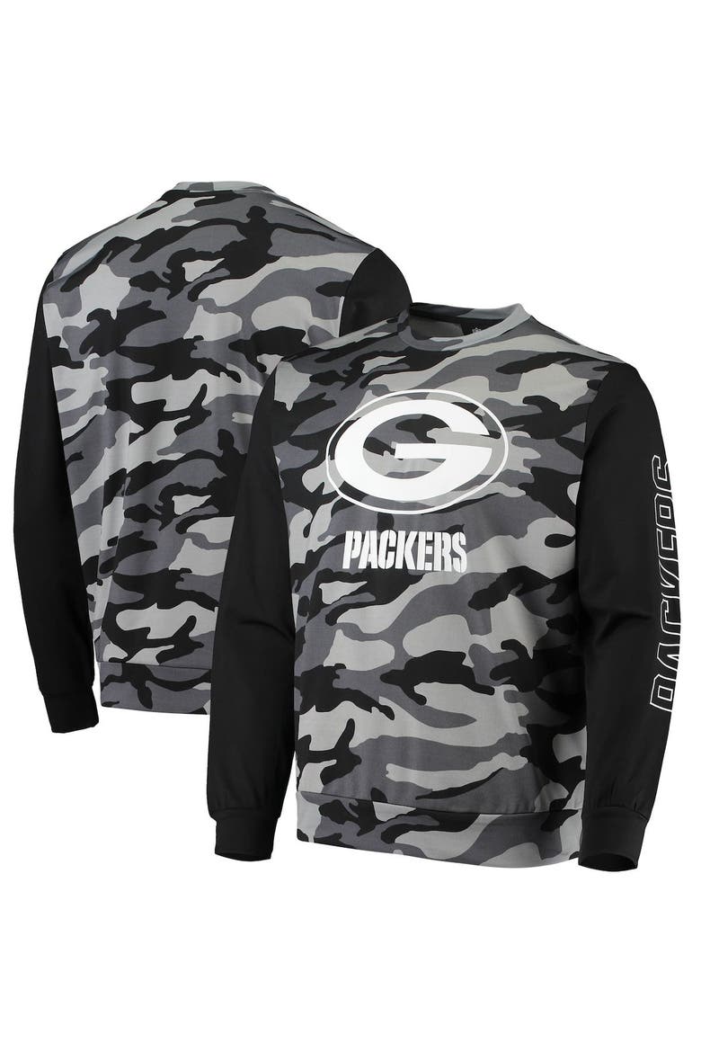 Men's FOCO Black Green Bay Packers Camo Long Sleeve T-Shirt, Main, color, Black