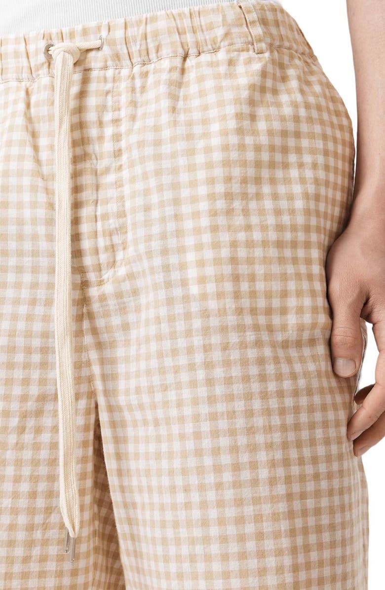 AllSaints Rockland Gingham Check Cotton Drawstring Shorts, Alternate, color, Desert Yellow
