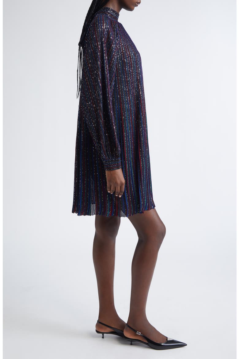 Sequin Stripe Long Sleeve Minidress, Alternate, color, BLUE GREEN AND BURGUNDY TONES