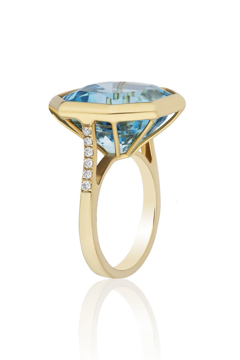 Gossip Octagon Cut Stone & Pavé Diamond Ring, Alternate, color, PALE BLUE