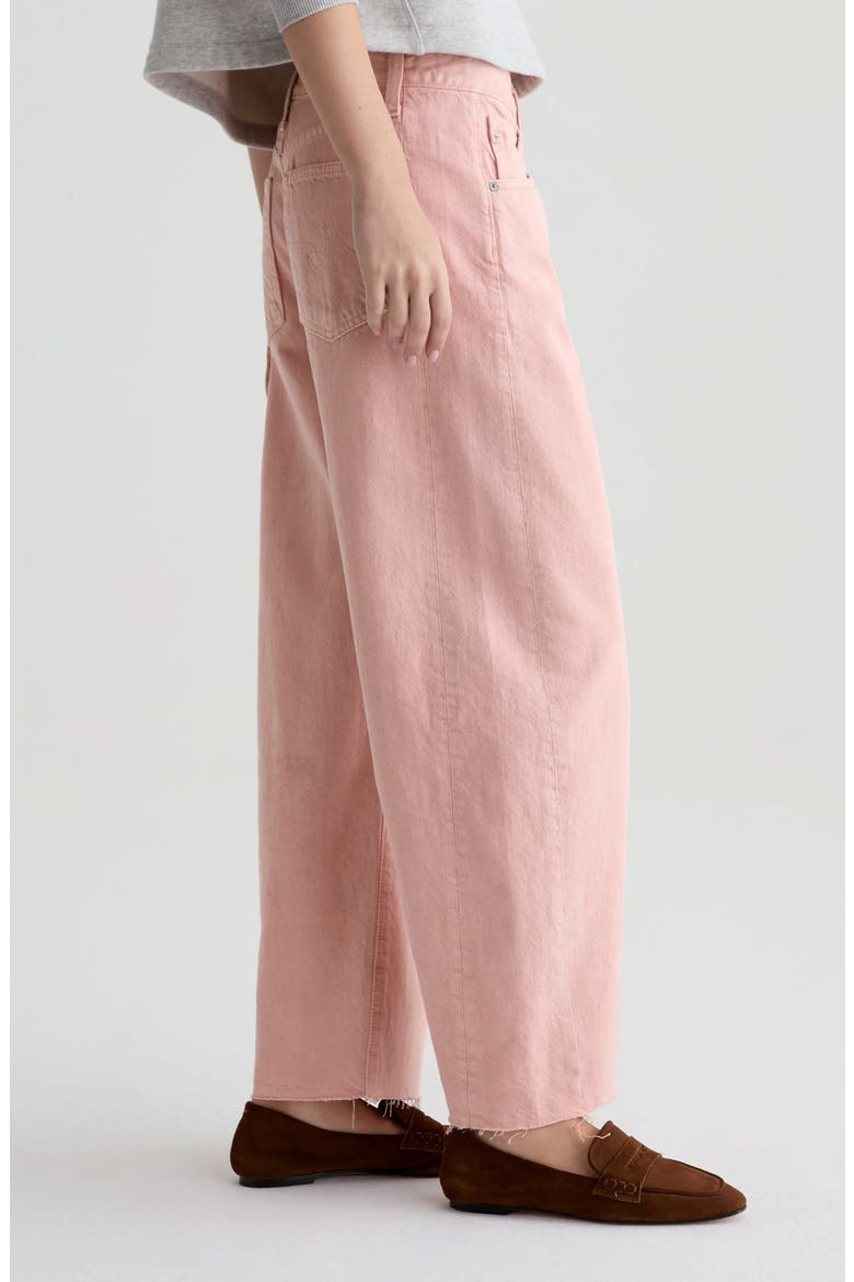 Hattie Raw Hem High Waist Crop Barrel Jeans, Alternate, color, SULFUR SPARKLING ROSE