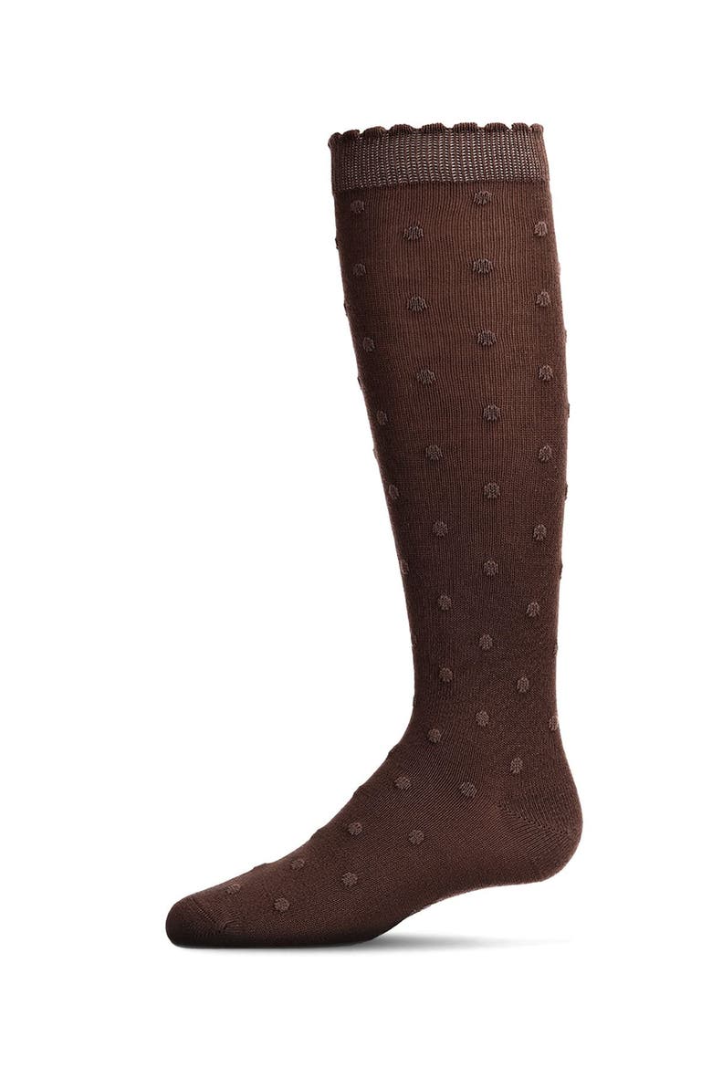 Swiss Dot Knee High Socks, Main, color, Java