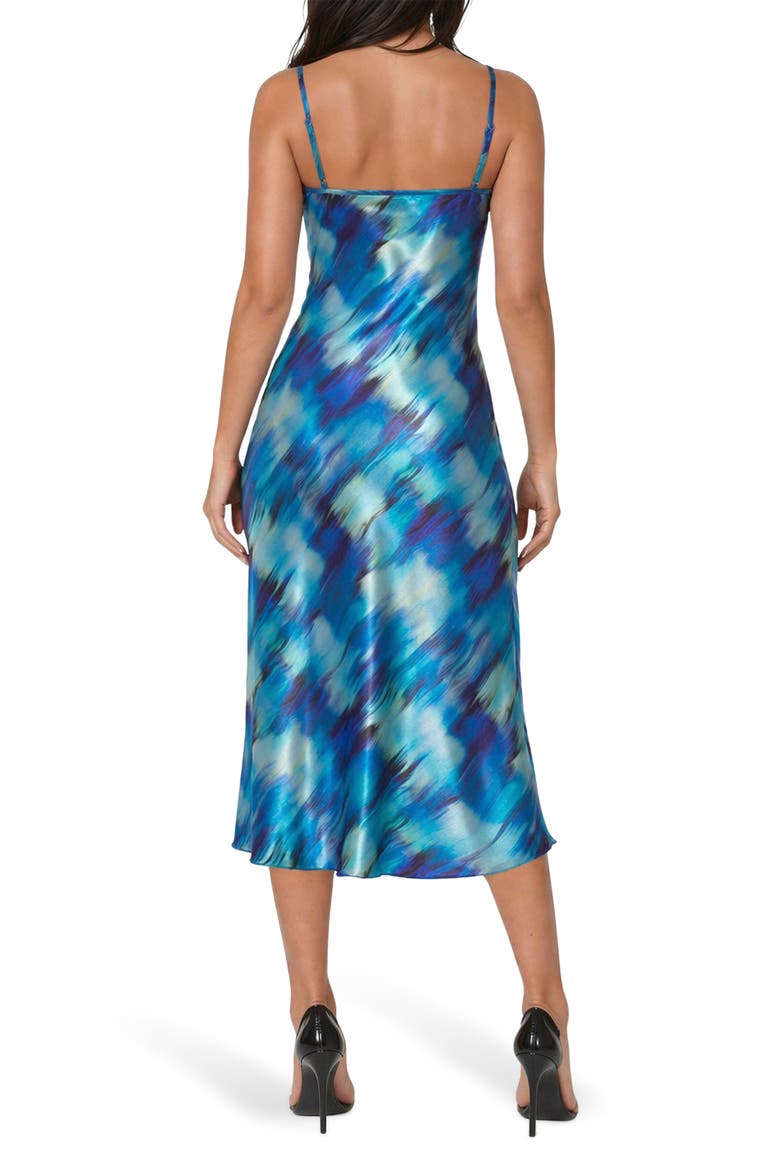 Cowl Neck Satin Slipdress, Alternate, color, BLUE MULTI