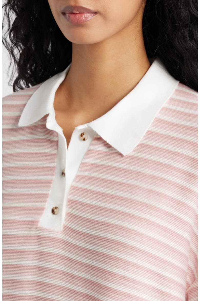 Dealia Stripe Polo Sweater & Shorts Set, Alternate, color, PINK STRIPE