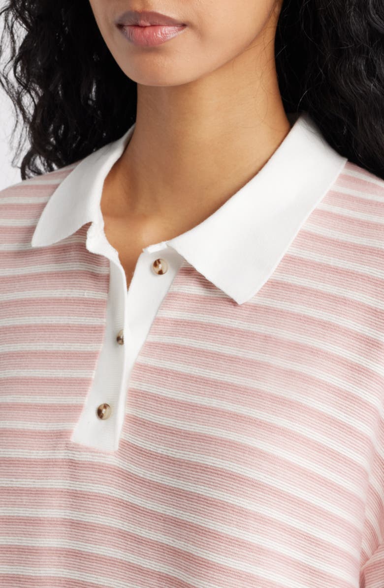 Petal & Pup Dealia Stripe Polo Sweater & Shorts Set, Alternate, color, Pink Stripe