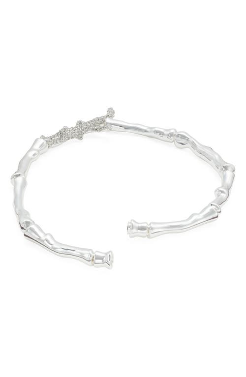 Tory Burch Crystal Coral Necklace In Silver