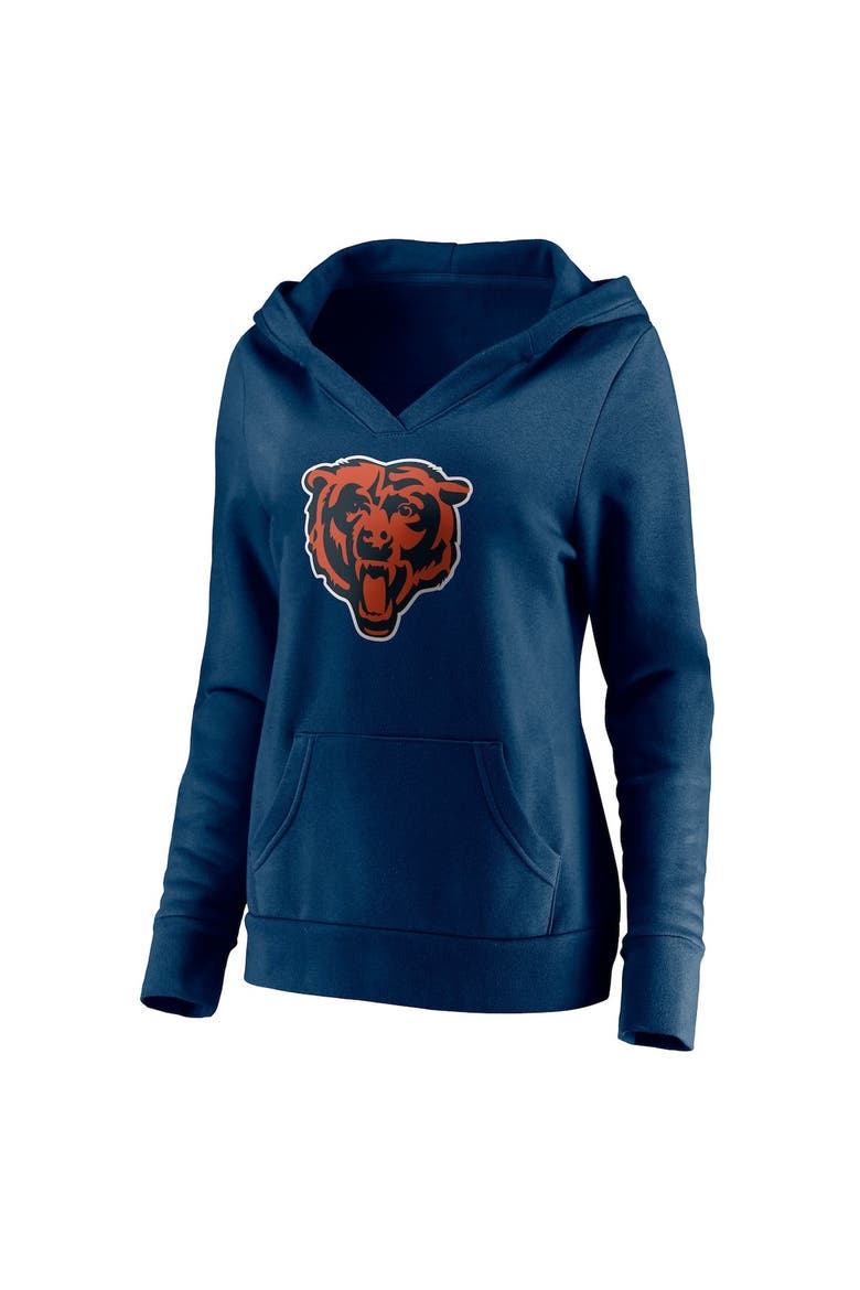 Women's Fanatics Branded Justin Fields Navy Chicago Bears Player Icon Name & Number V-Neck Pullover Hoodie, Alternate, color, Navy