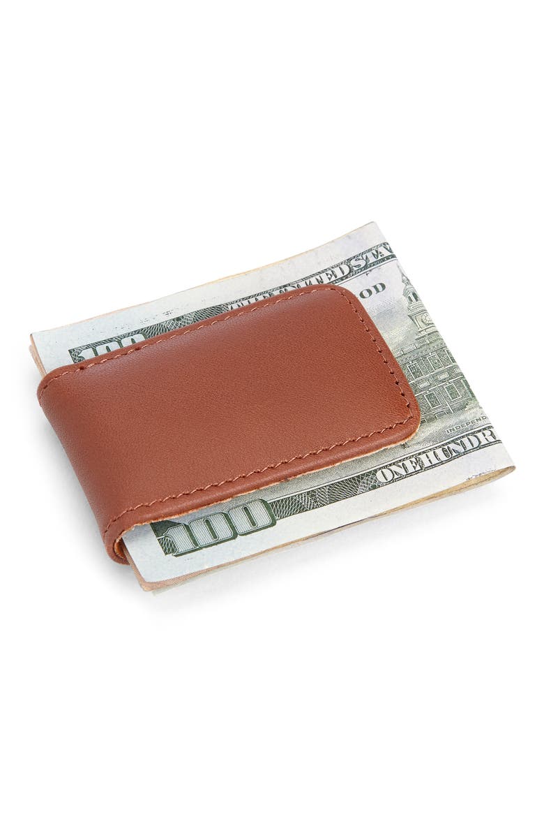 Personalized Money Clip Card Case, Alternate, color, TAN- SILVER FOIL