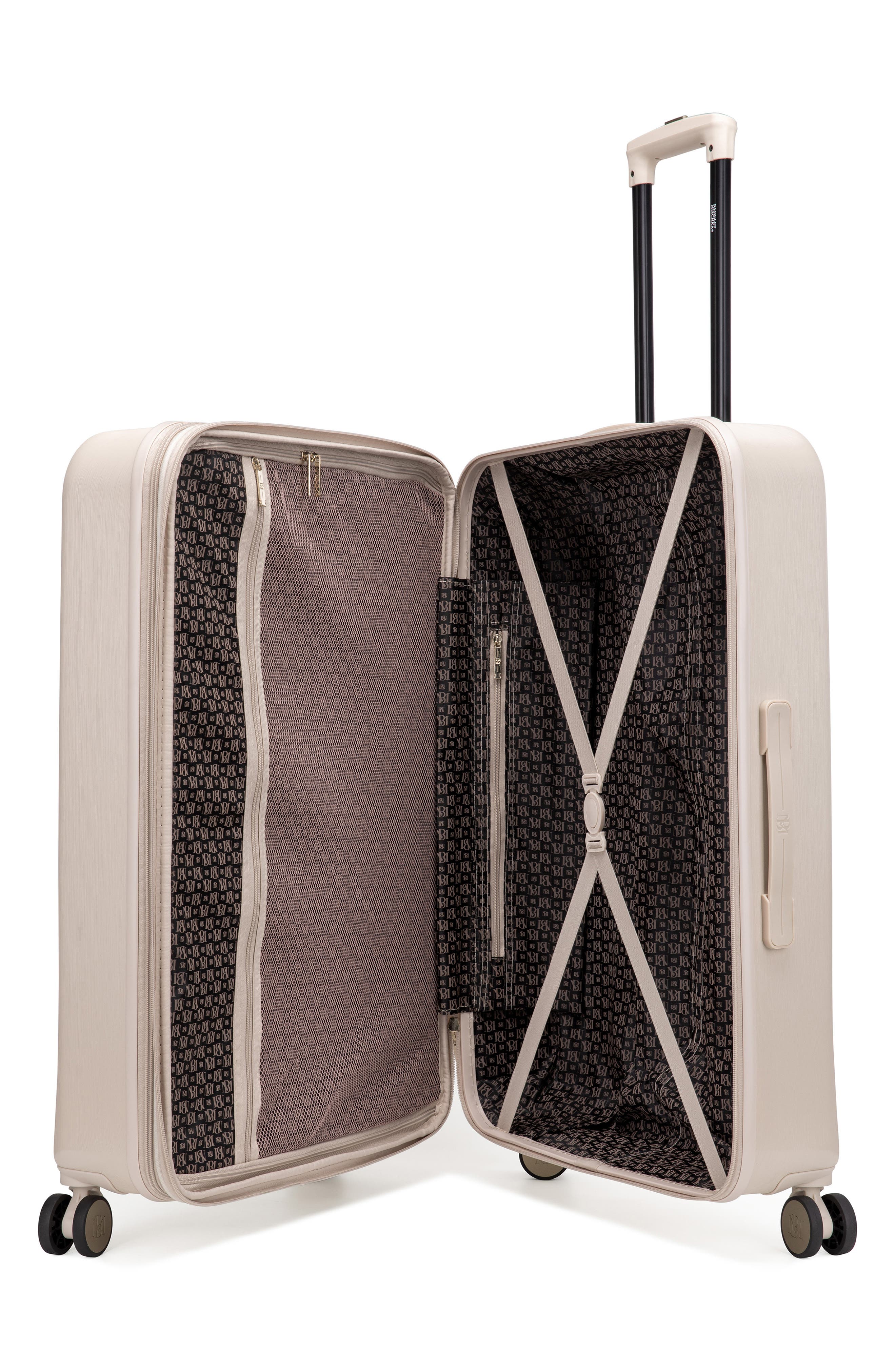 Badgley Mischka Collection Three-Piece Diamond Hardside Spinner Luggage Set, Alternate, color, Champagne