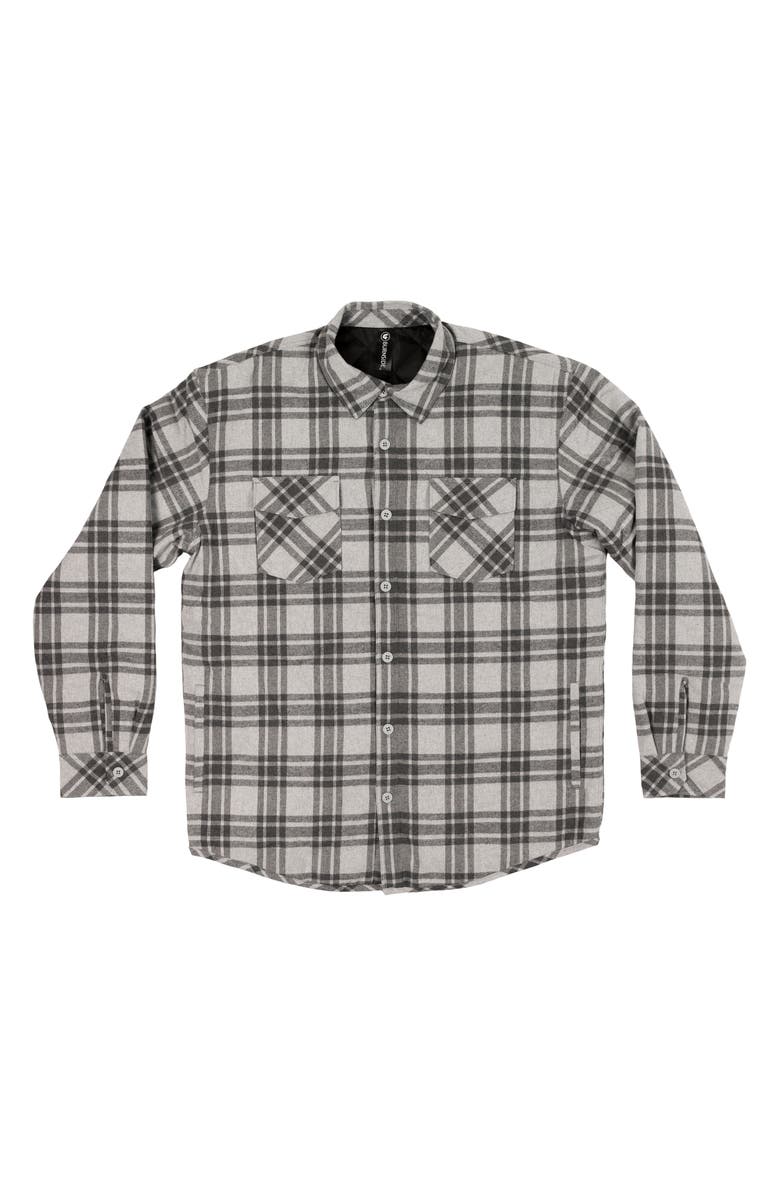 BURNSIDE Long Sleeve Flannel Shirt, Main, color, Grey/ Steel