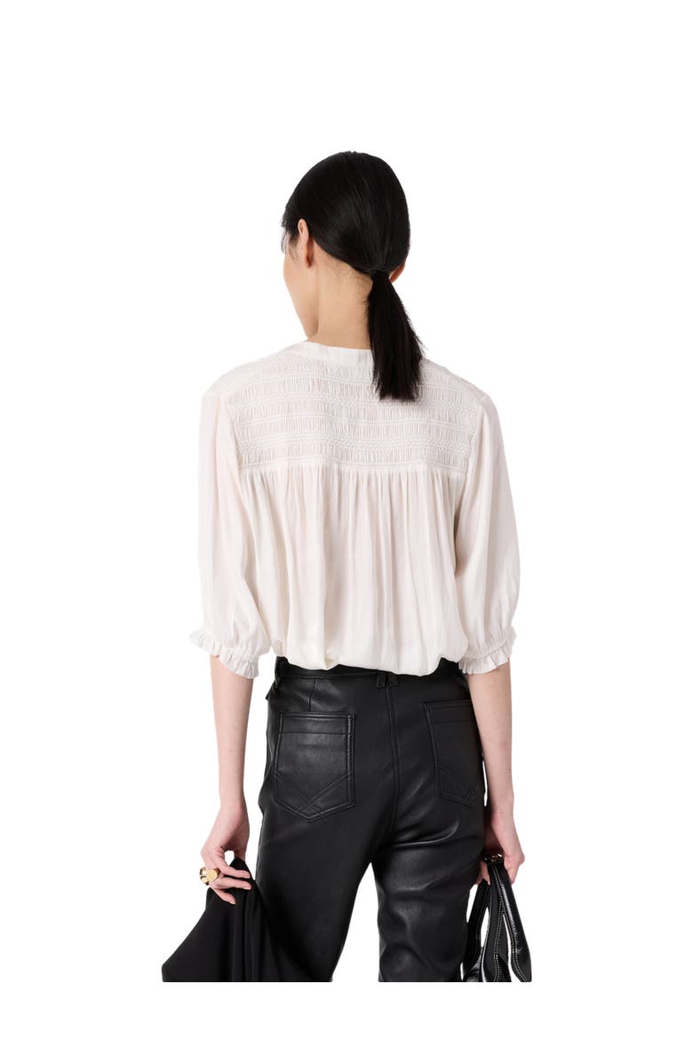 Catrine Satin Shirt With Mandarin Collar, Alternate, color, Ecru