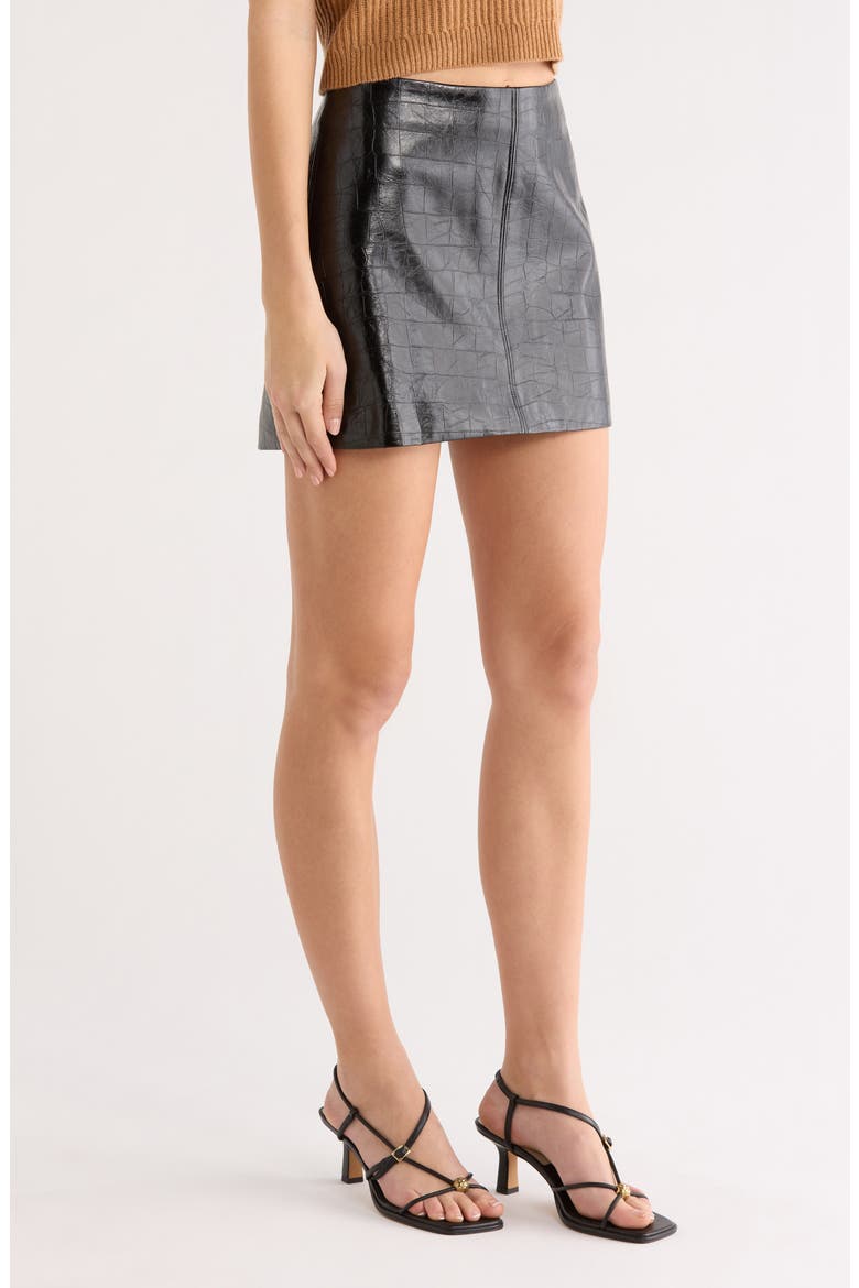Savana Faux Leather Miniskirt, Alternate, color, BLACK