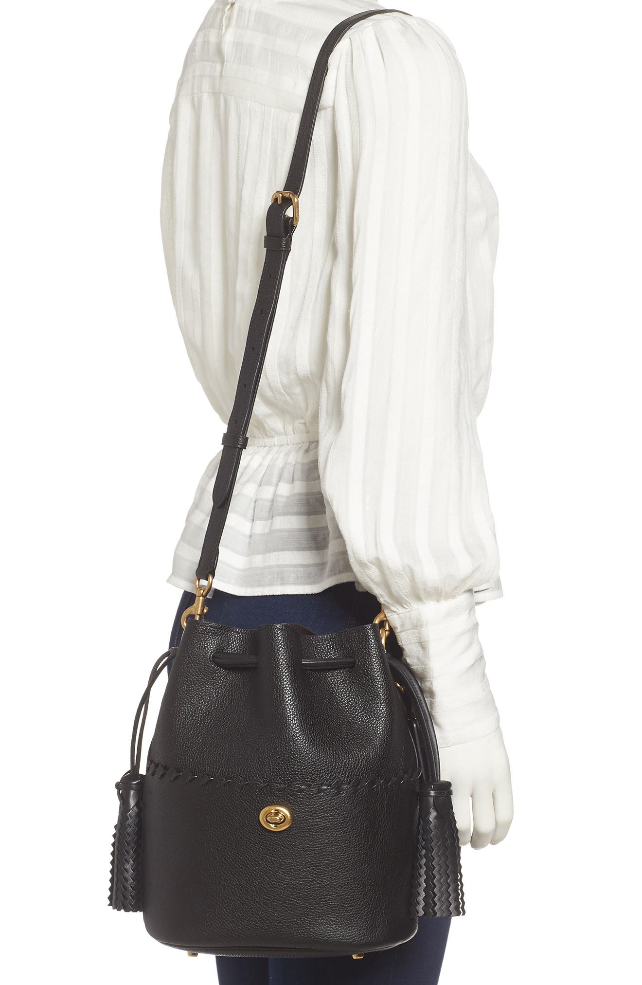 COACH Lora Whipstitch Leather Bucket Bag, Alternate, color, 