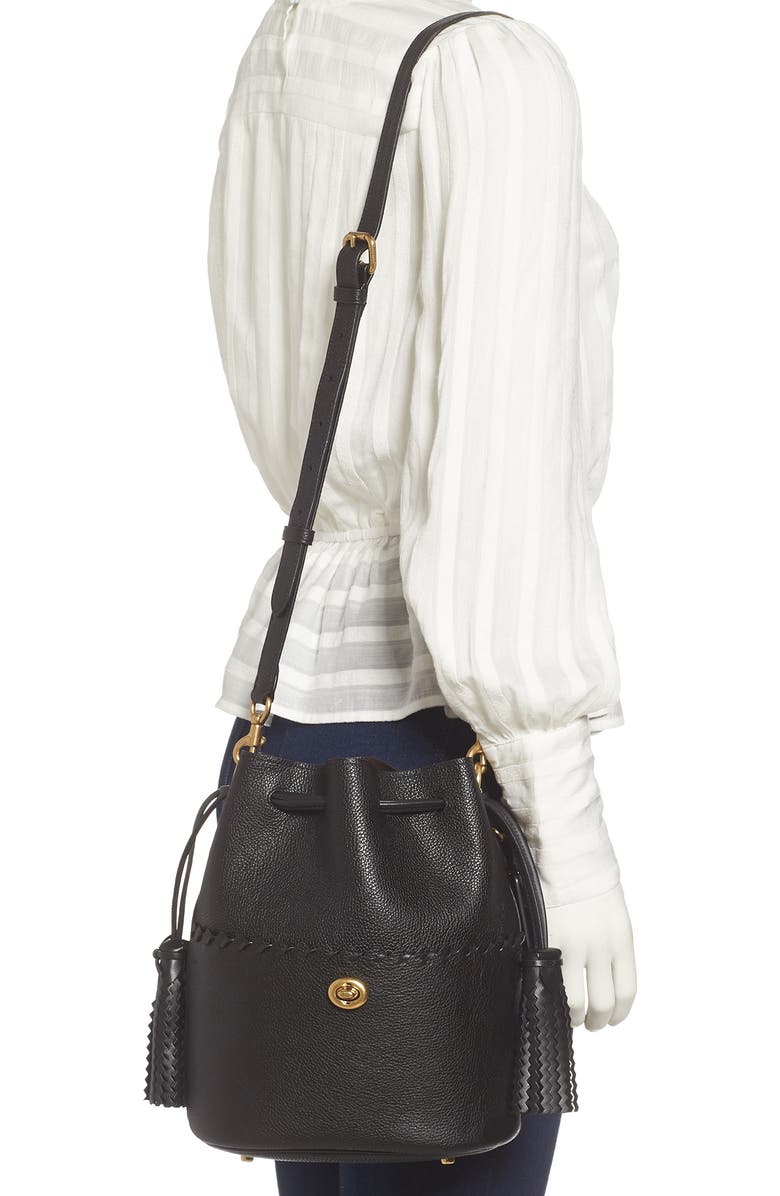 COACH Lora Whipstitch Leather Bucket Bag, Alternate, color,