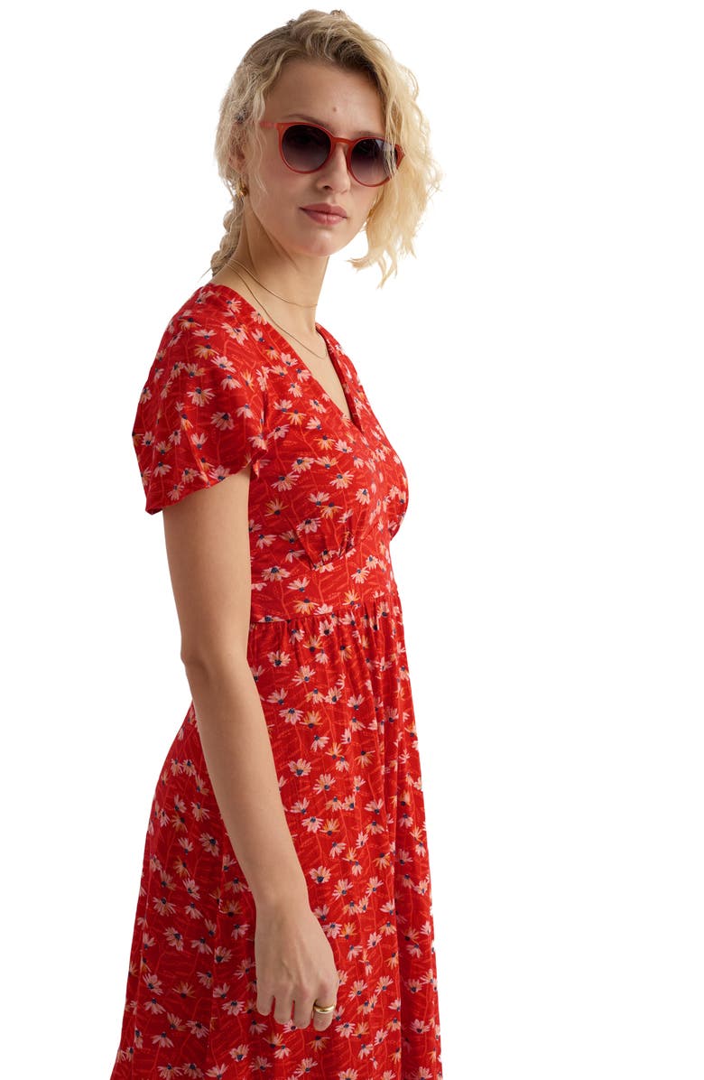 Seasalt Cornwall Chateaux Floral Organic Cotton Midi Dress, Alternate, color, Echinacea Stems Tomato
