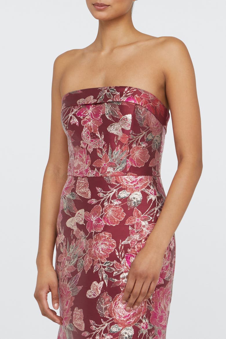 Haven Strapless Gown, Alternate, color, Barley / Scarlet