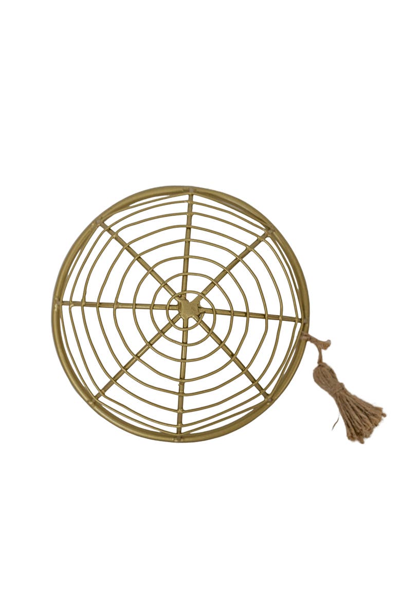 Foreside Home and Garden Trinket Tray Brass Metal with Jute Tassel, Alternate, color, Gold