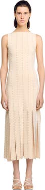 SANDRO Fringed knit maxi dress