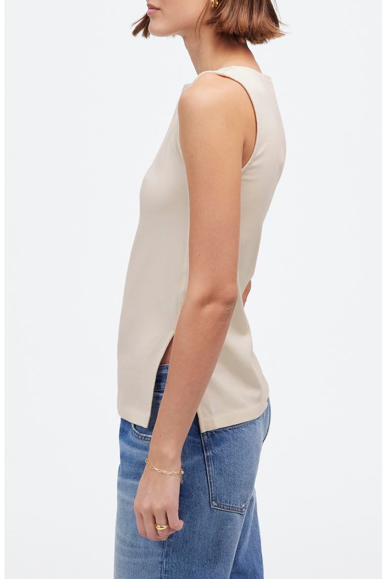 Sleeveless Boat Neck Side Slit T-Shirt, Alternate, color, VINTAGE IVORY
