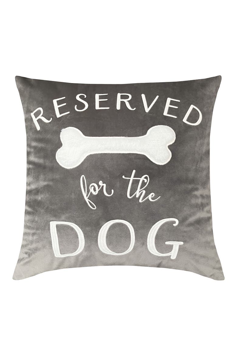 Reserved for the Dog Square Accent Pillow, Main, color, CHARCOAL