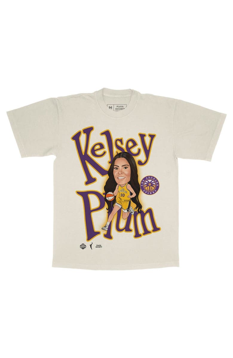 Playa Society Unisex Playa Society Kelsey Plum Cream Los Angeles Sparks Sketch T-Shirt, Alternate, color,