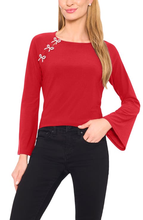 Pearly Bow Knit Top