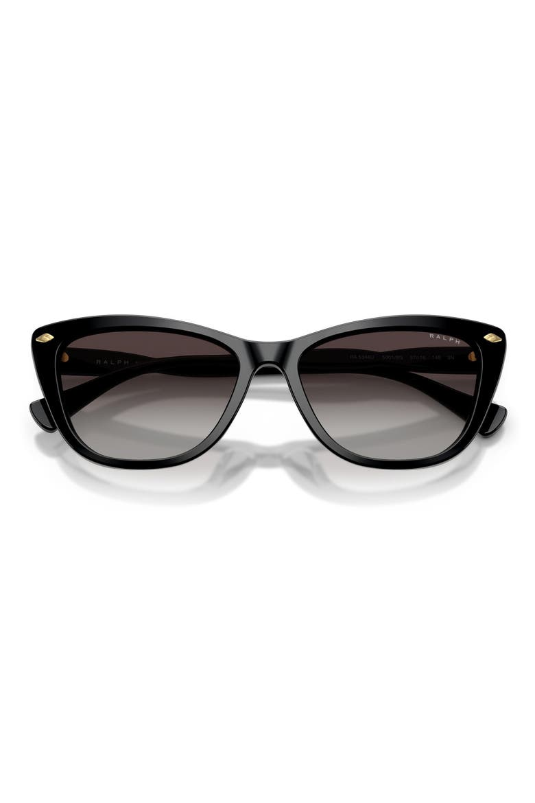 57mm Cat Eye Sunglasses, Alternate, color, SHINY BLACK / GREY GRADIENT