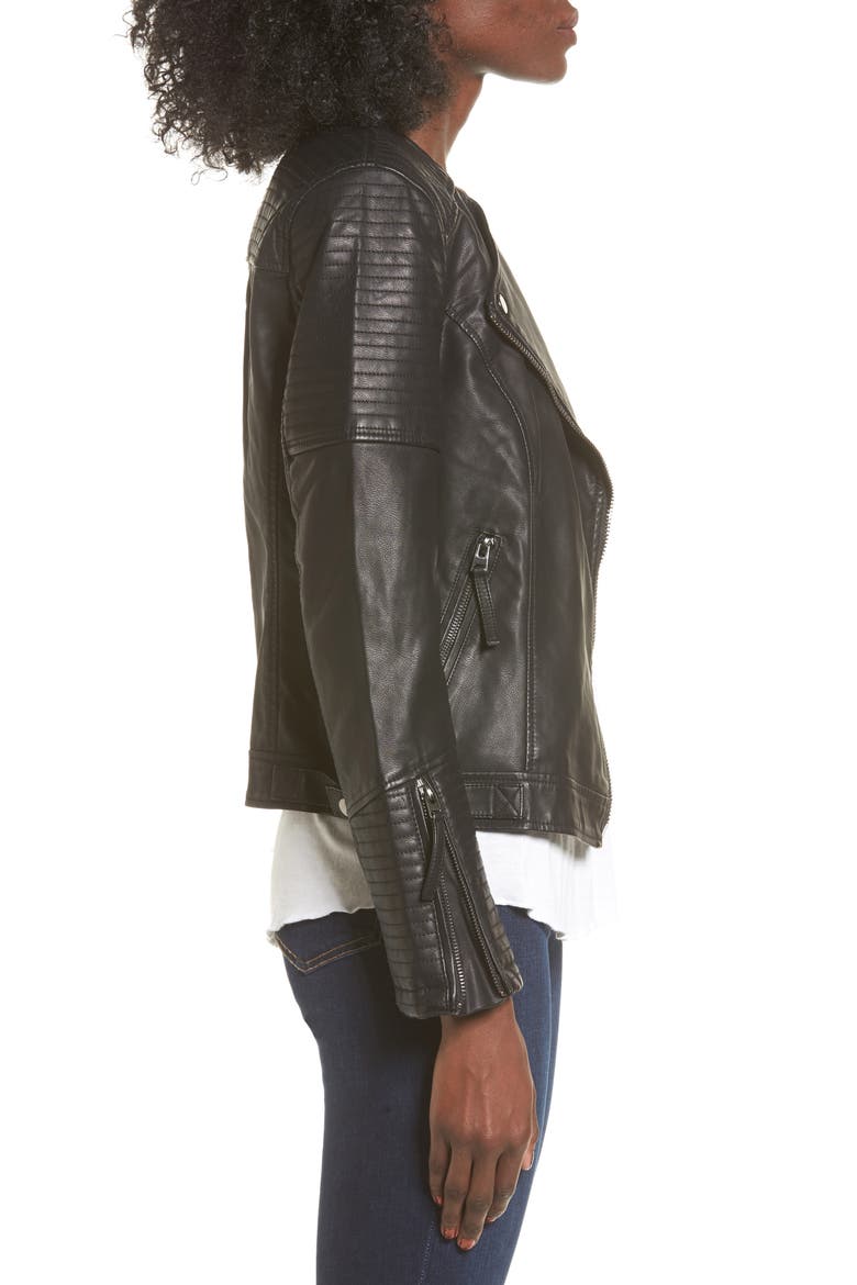 Luna Faux Leather Biker Jacket, Alternate, color, BLACK