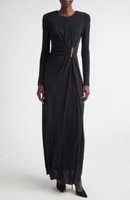 ST. JOHN Dominique Long Sleeve Matte Crepe Jersey Gown