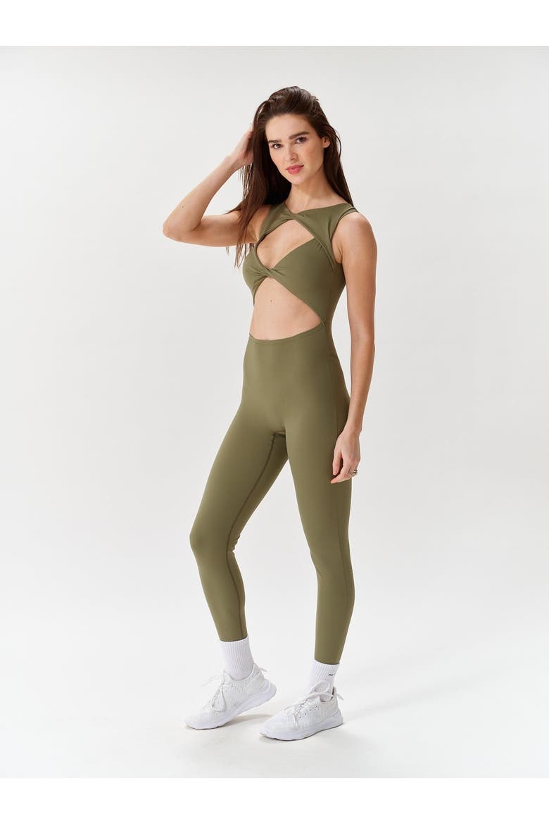 Peek-a-Boo Jumpsuit, Alternate, color, Olive