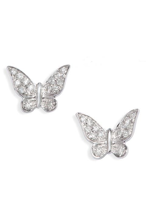 Butterfly Diamond Stud Earrings