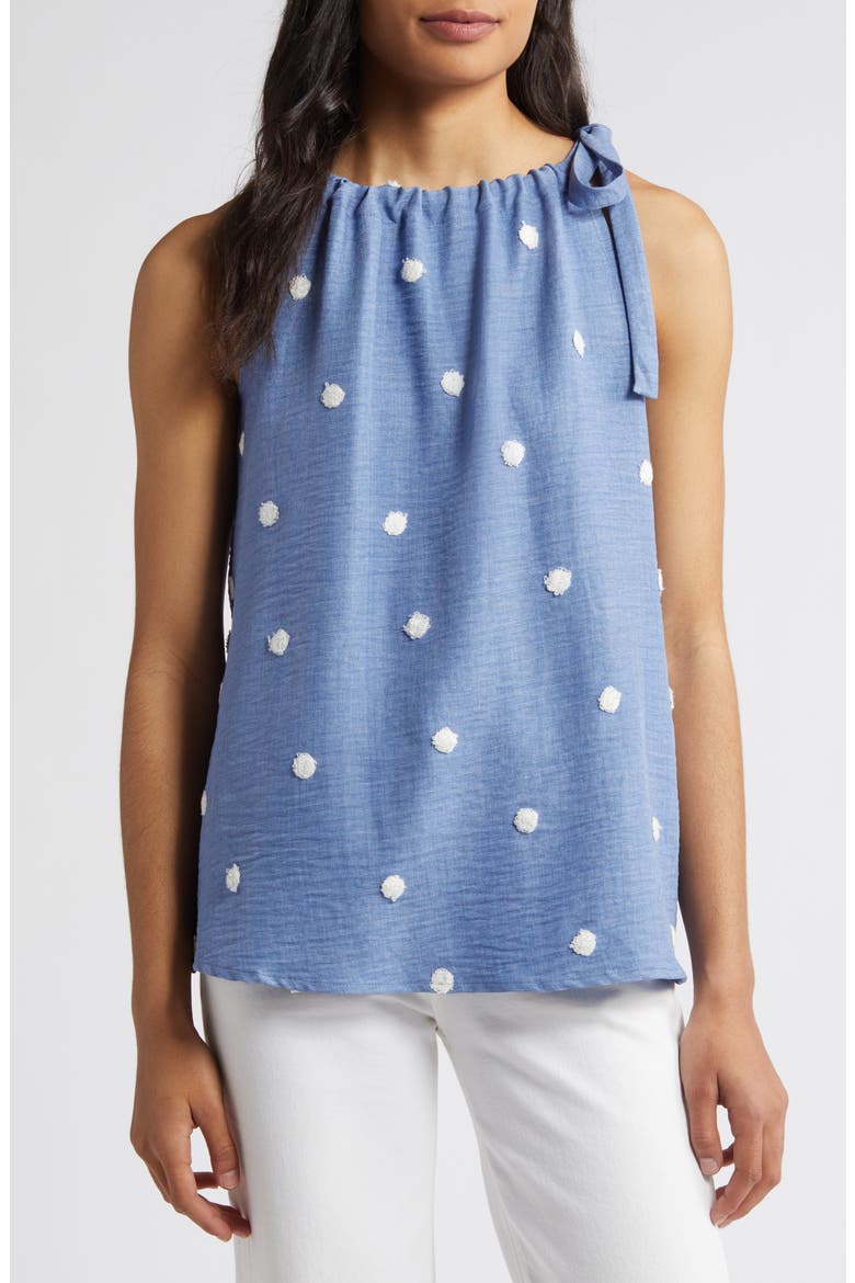 Tie Shoulder Sleeveless Top, Main, color, CHAMBRAY