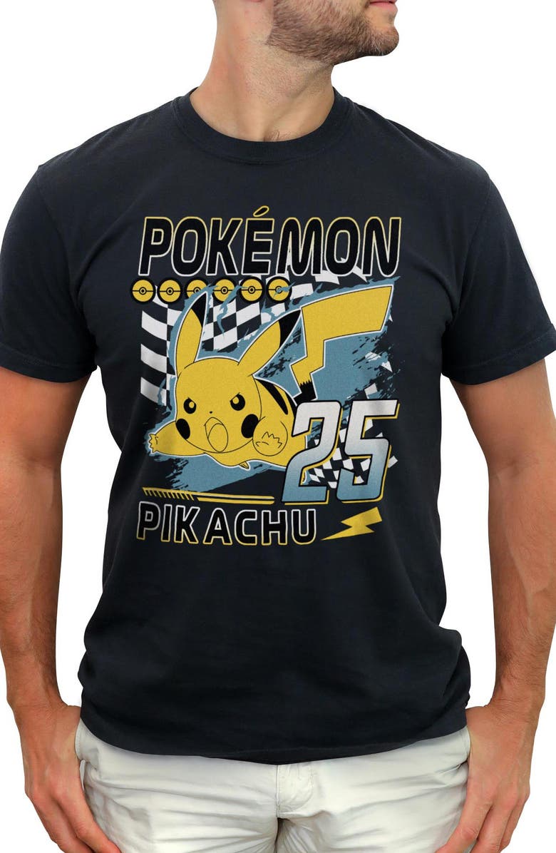 POKEMON Men's Pokemon Pikachu 25  Graphic T-Shirt, Main, color, Black