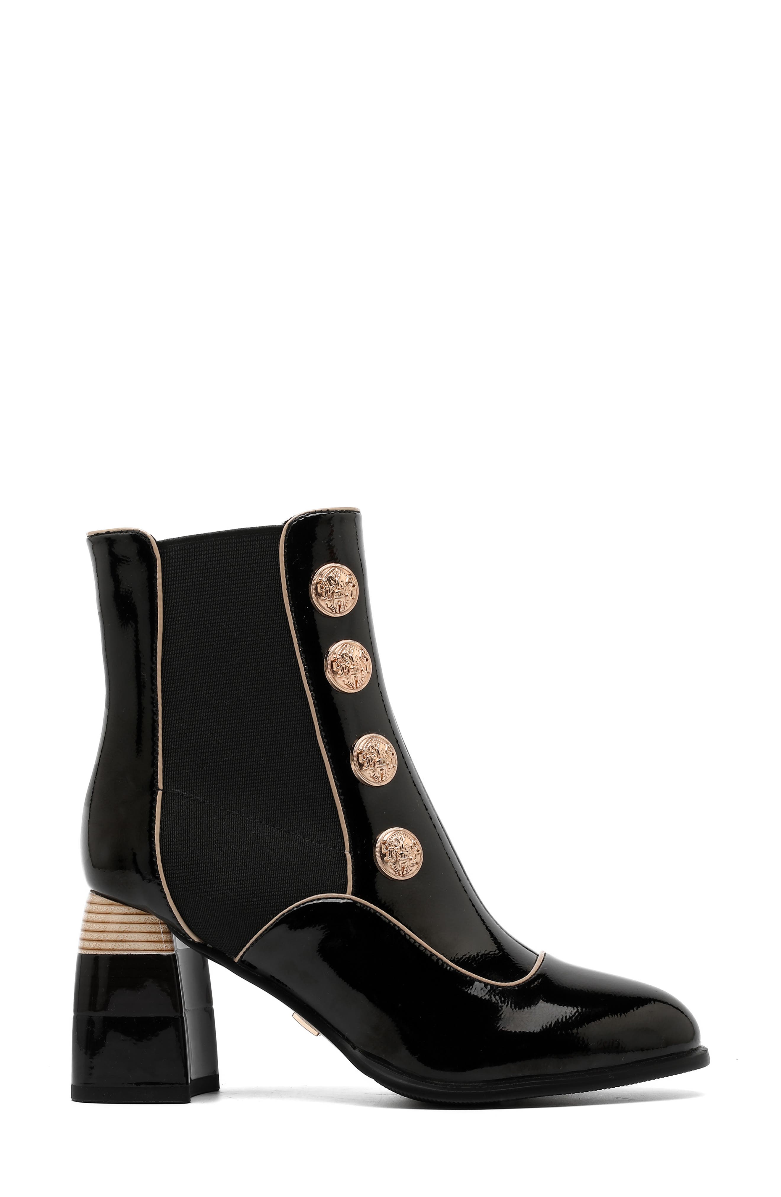 Rhea Faux Leather Bootie, Alternate, color, BLACK