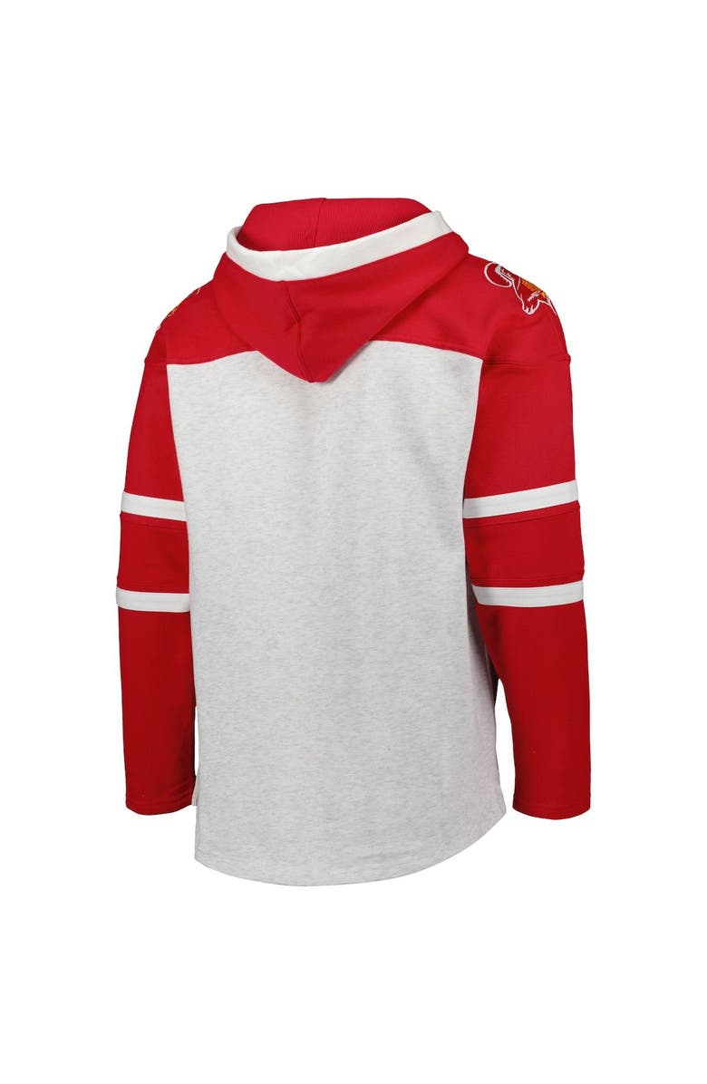 '47 Men's '47 Tampa Bay Buccaneers Heather Gray Historic Logo Gridiron Lace-Up Pullover Hoodie, Alternate, color, Gray