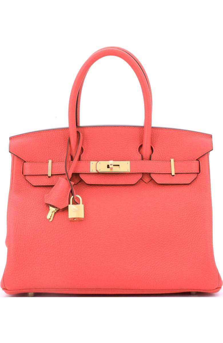 Pre-Owned Hermes Birkin Handbag Pink Clemence with Gold Hardware 30, Main, color, Rose Jaipur