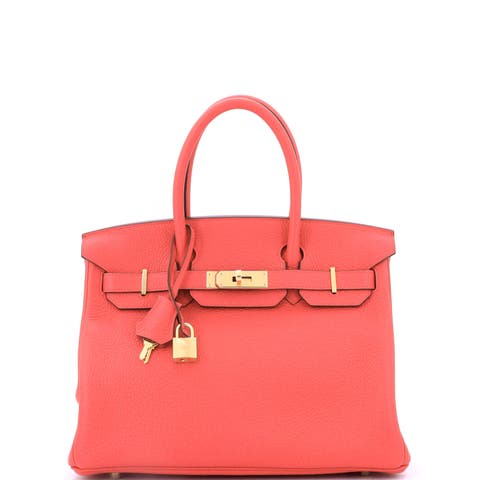 Birkin Handbag Pink Clemence with Gold Hardware 30