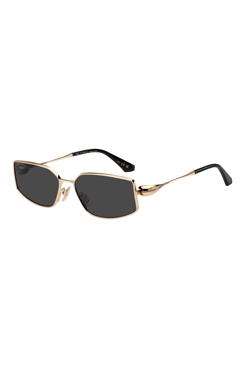 59mm Rectangular Sunglasses, Alternate, color, ROSE GOLD/ GREY