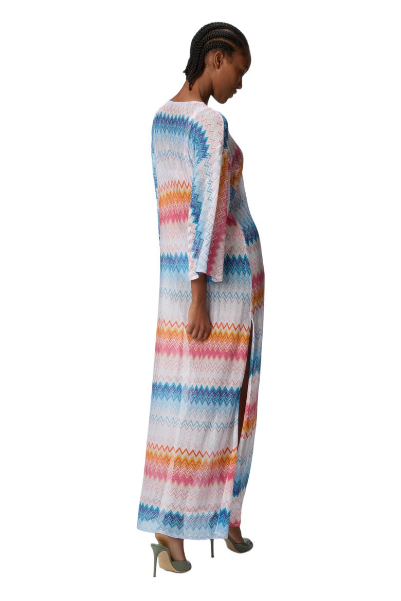 Long Cover-up In Zigzag Lamé Viscose Blend, Alternate, color, Multicoloured