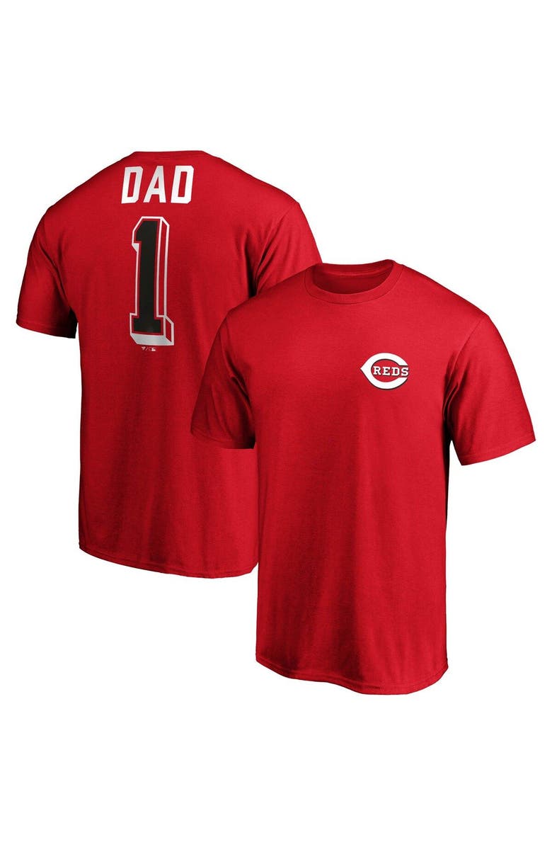 FANATICS Men's Fanatics Branded Red Cincinnati Reds Number One Dad Team T-Shirt, Main, color, 