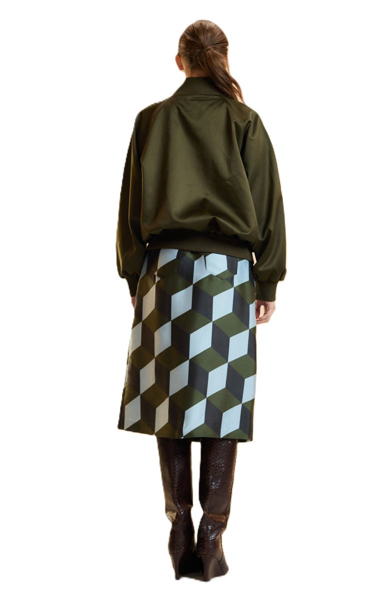 Cynthia Rowley Satin Bomber Jacket, Alternate, color, Army Green